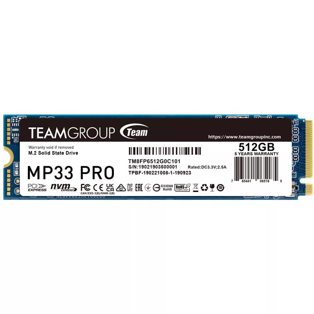 TEAM MP33 PRO 512GB 2400/2100MB/s 2280 PCIe 4.0 NVME SSD TM8FPD512G0C101 BULK